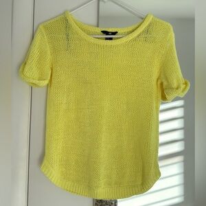 H&M Yellow Knit Short Sleeve Top